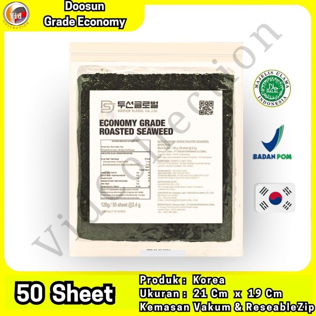 

Doosun Sushi Nori Rumput Laut Roasted Seaweed Economy 50 Lembar
