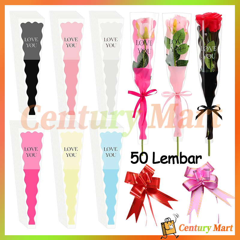 

CM 50 Lembar mermaid single flower bag / kantong plastik bunga / flower sleeve / corong buket bunga / florist supply