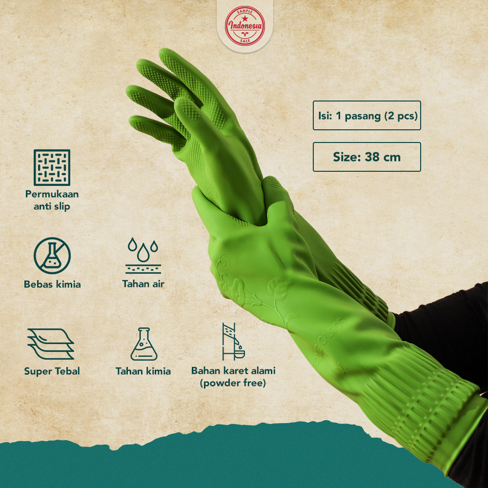 

NEW Sarung Tangan Karet Latex / House Hold Gloves Safe Me Panjang dan Tebal PREMIUM