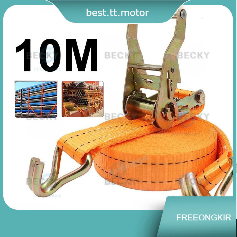 10M Tali Kecepatan Ratchet Tie Down 10 TON /Cargo Lashing Belt /Trackbelt Tali Ikat Sabuk Truk tali 