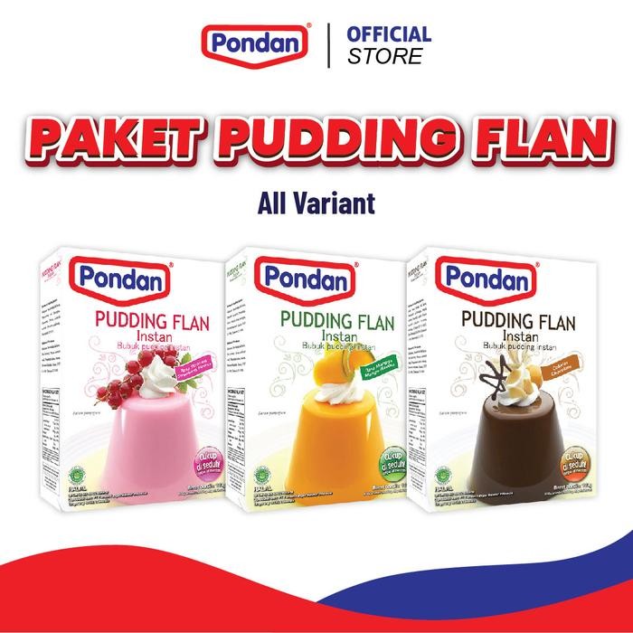 

Pondan Paket Pudding Flan 180g (Cokelat, stroberi, mangga)