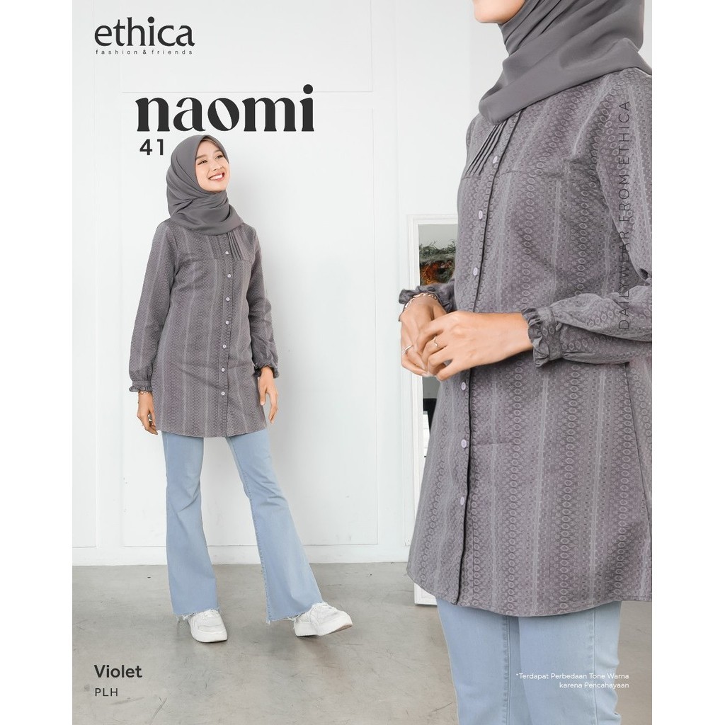 Ethica Tunic Casual Naomi 41 | Tunik Etnik Kekinian | Tunik Violet | Tunik Kantor Light Grey | Tunik