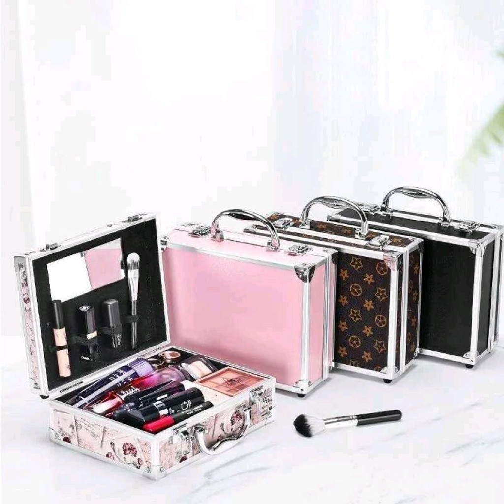 Time Plus Tas Koper Kosmetik Wanita Portable Make Up Travel dengan Cermin