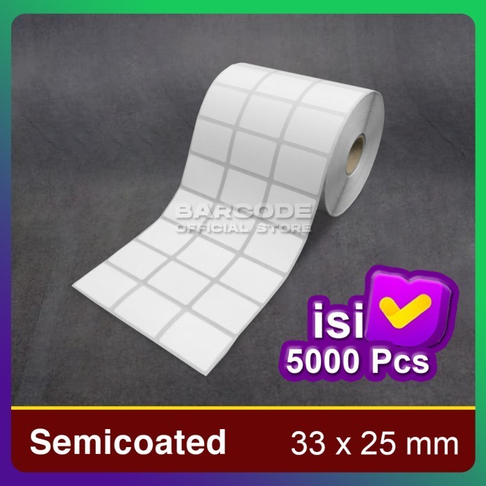 

KERTAS STICKER LABEL PRINTER BARCODE 33 X 25 MM - 3 LINE - SEMICOATED -TMA69