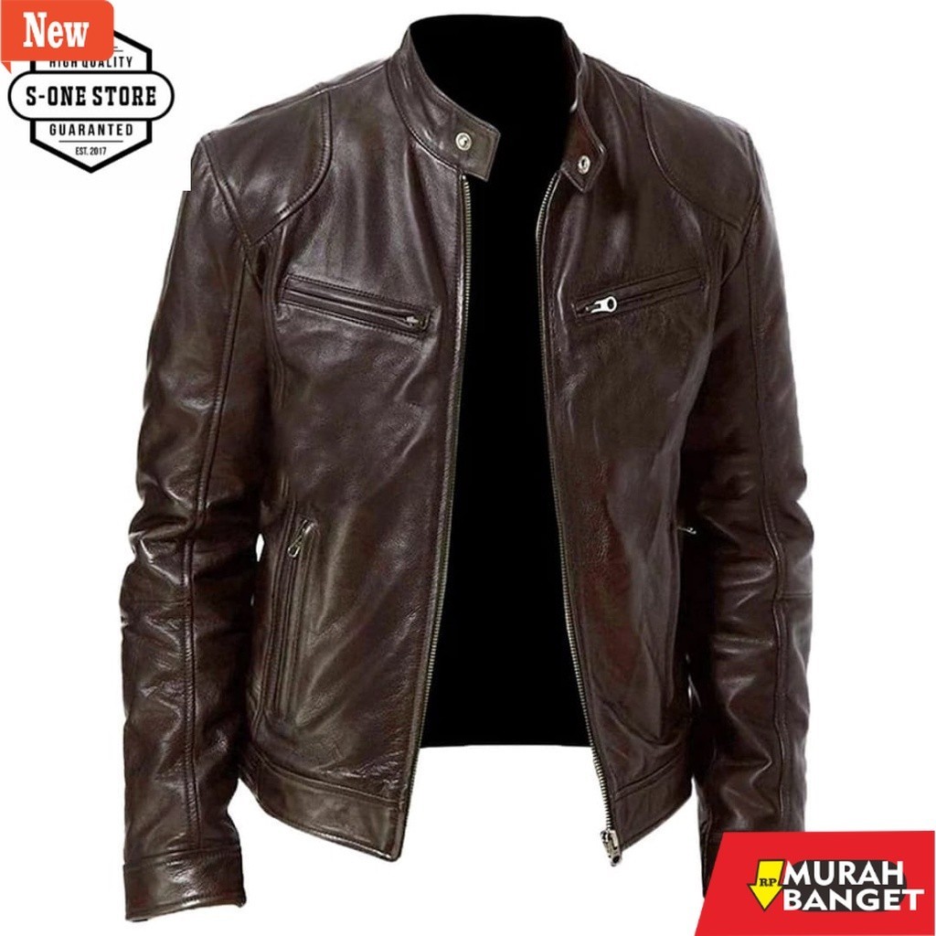 jaket kulit pria garut jaket kulit pria warna Coklat 007