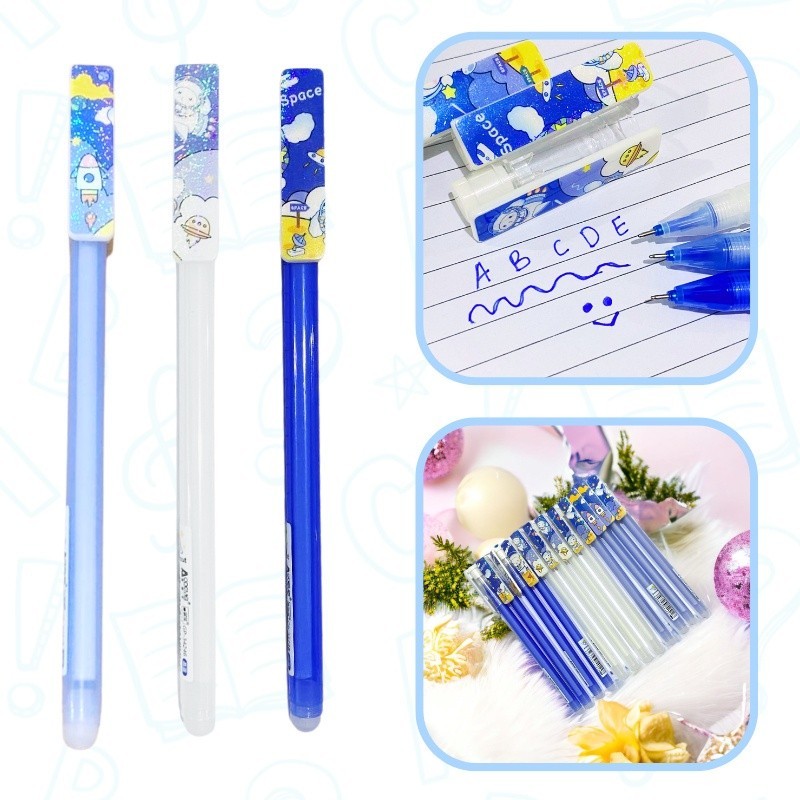 

COD Pulpen Gel Karakter Kartun Astronot Space Pena Blue Ink Gel Bisa Hapus Karkter 0.5mm Pena Aesthetic Planet GlitterAlat Tulis Sekolah Kantor Stationary