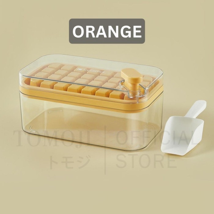 Best[Promo] Tomoji Ice Cube Container - Cetakan Es Batu Dengan Wadah Penyimpanan - Orange