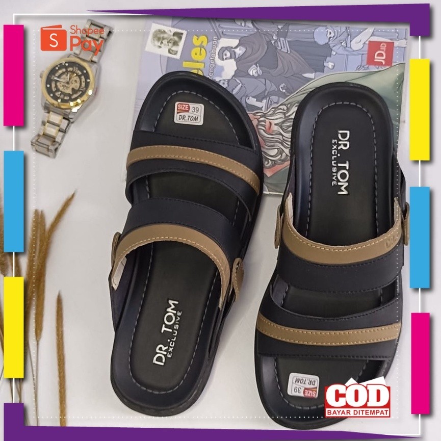 [PREMIUM ORIGINAL] Sandal Pria Kulit Import Casual DR.TOM Kode Dr 01