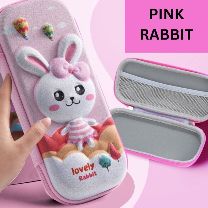 

TERLARIS! TEMPAT PENSIL KOTAK PENSIL ANAK PEREMPUAN GAMBAR 3D ANAK - PINK-RABBIT