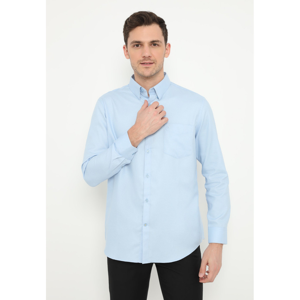 Jobb Brioni Kemeja Pria Lengan Panjang Regular Fit Biru 3