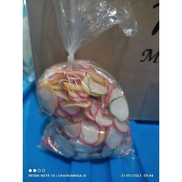 

250gr kerupuk mentah putih samping warna warni