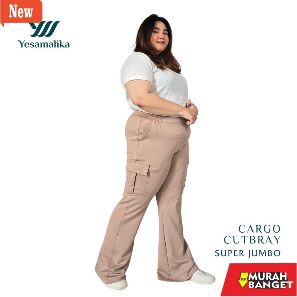 Celana jeans tebal jumbo wanita yg lagi viral- YESAMALIKA CARGO CUTBRAY Pants JUMBO | Celana Panjang