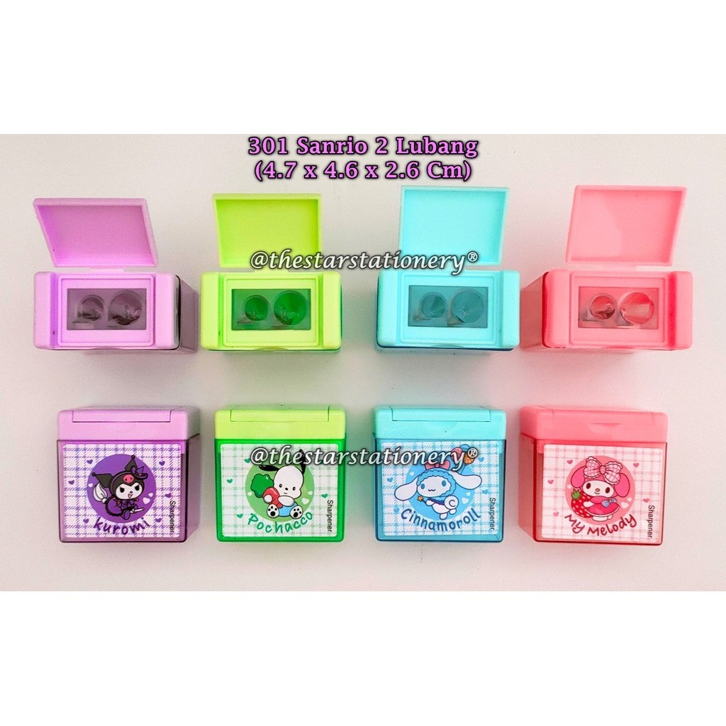 

(1 Biji) Rautan Sanrio 301 2 Lubang 4.7 x 4.6 x 2.6 Cm / Sharpener No.301 Sanrio / Rautan Fancy Sanrio