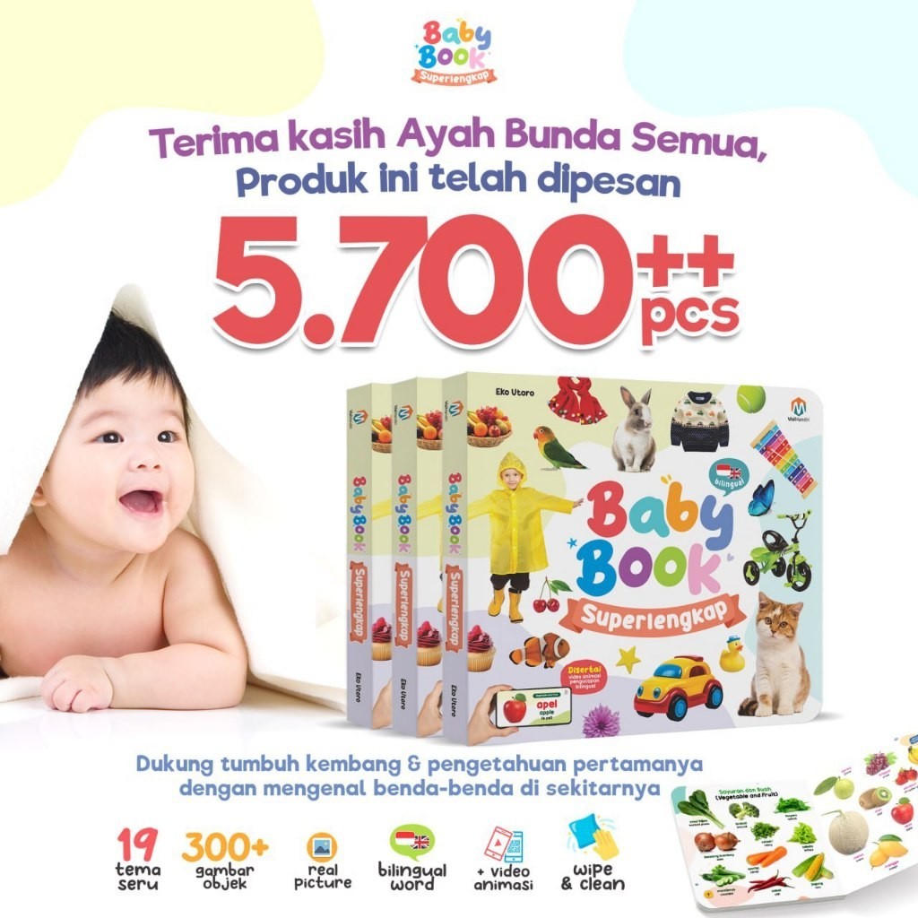 WJ73FG buku soft Baby Book Superlengkap super lengkap sensory newborn journal english series anak ba