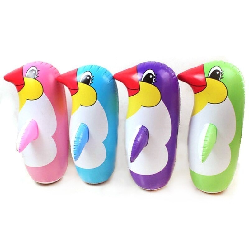 ACEH.OYU 131370 Balon Tinju Penguin Mainan Samsak Anak Tinjuan Karakter Motif Pinguin Boneka Angin B