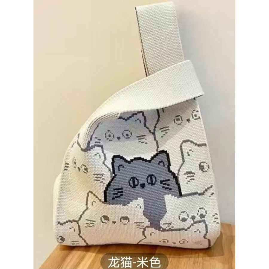 Tas Tote Wanita Bahan rajut Motif Lucu unik kece Tote Bag Wanita import Karakter ToteBag Traveling