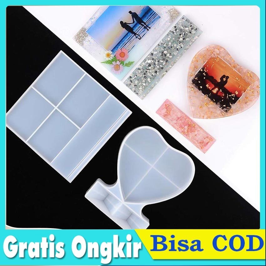 Cetakan Resin Cetakan Bingkai Foto Bentuk Hati Epoxy Craft Bingkai Foto Photo Frame Kotak Vintage / 