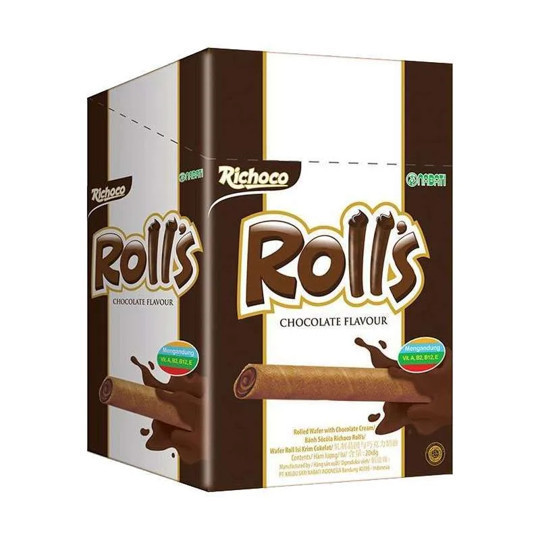 

Richoco Nabati Roll's Cokelat 8g Isi 20pcs Cemilan Murah dan Enak