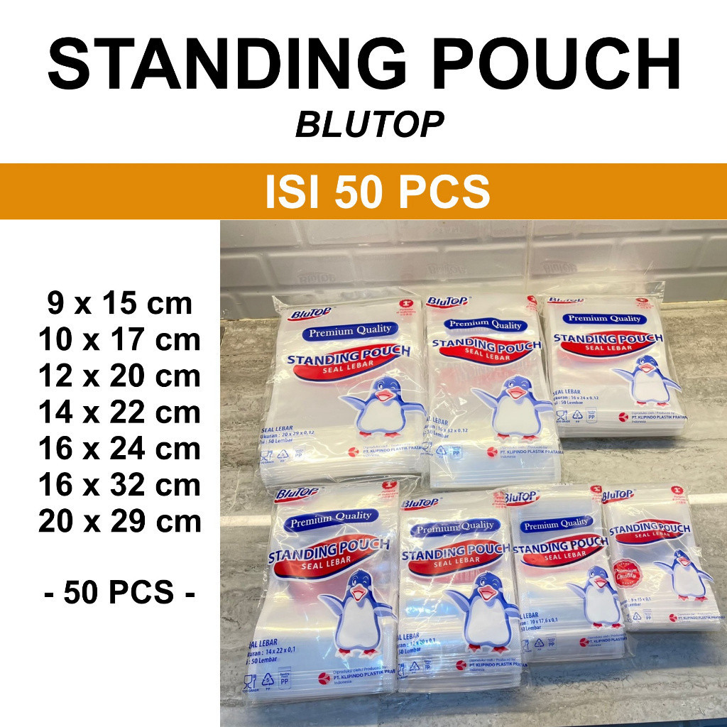 Norden - (ISI 50) STANDING POUCH BLUTOP - Plastik STP Ziplock Zip Lock Seal Berdiri Zipper Medan