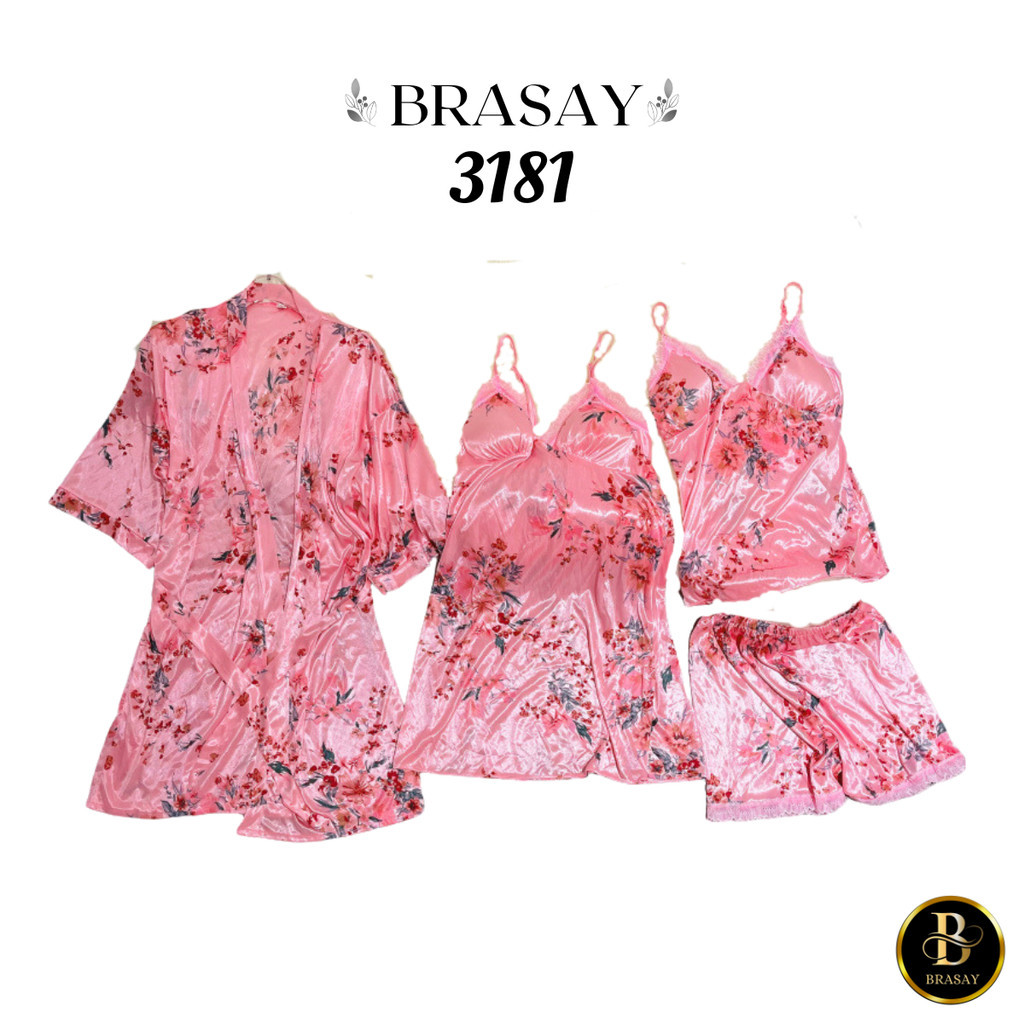 Brasay Lingerie Dress Set Kimono Tidur Lingerie Wanita Baju Renda Brukat Baju Adem Set Lingerie Impo