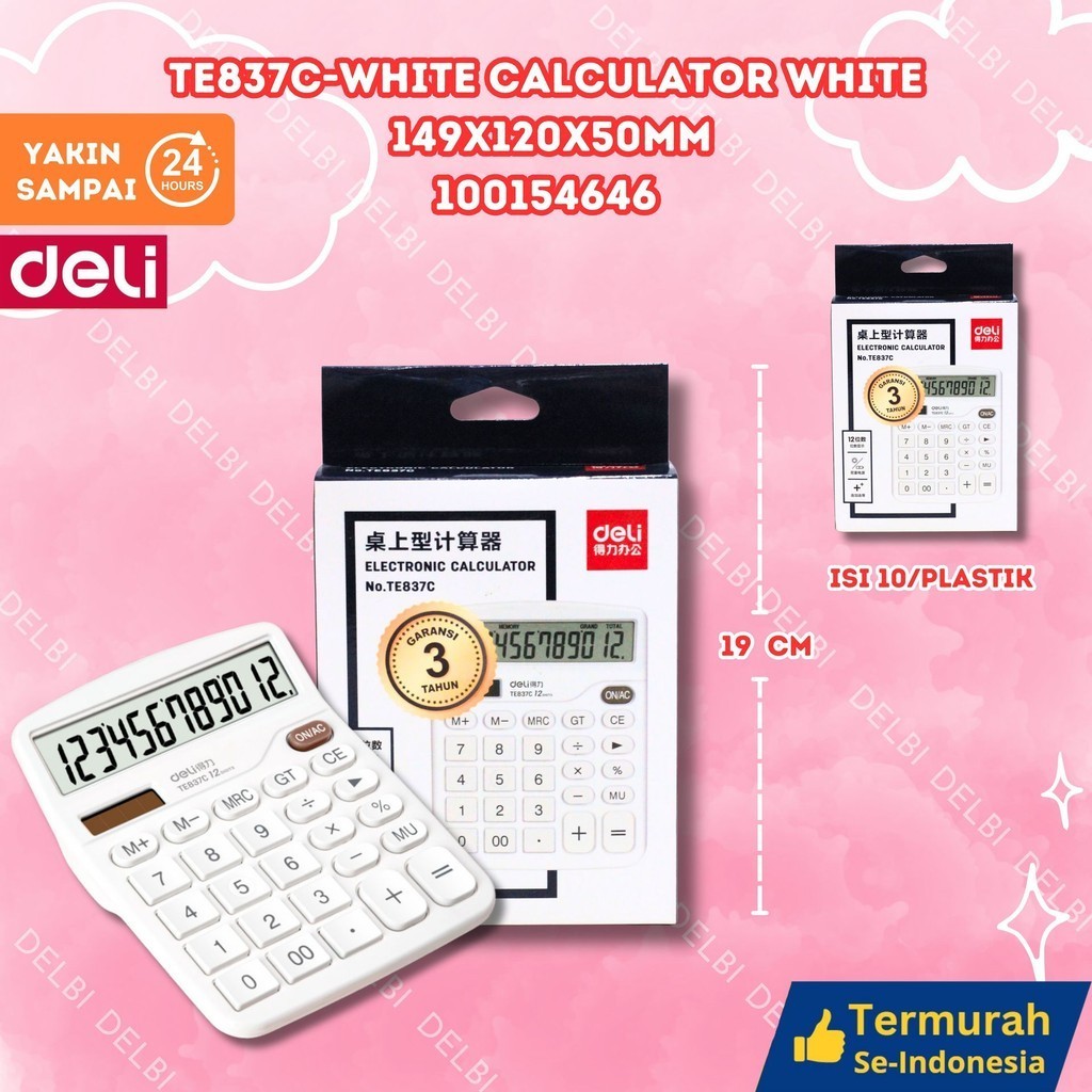 

Deli Desktop Calculator / Kalkulator Meja 12 Digit Dual Power Layar LCD TE837C