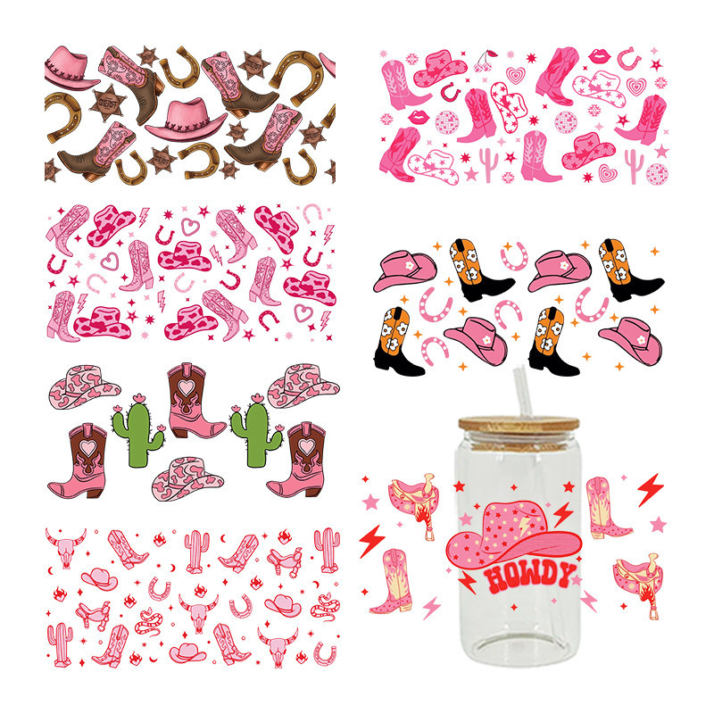 

3D UV DTF Transfers Stickers 16oz Cup Wraps Cowboy Printed For DIY Glass Ceramic Metal Leather Etc. D3960