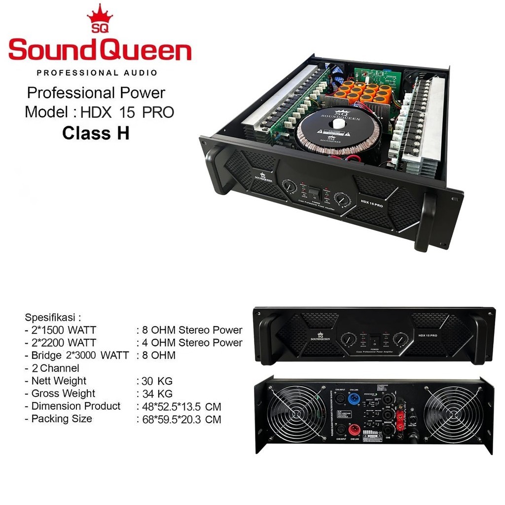 Power Soundqueen HDX 15 PRO Power Amplifier HDX-15P SQ Sound Queen 2 channel