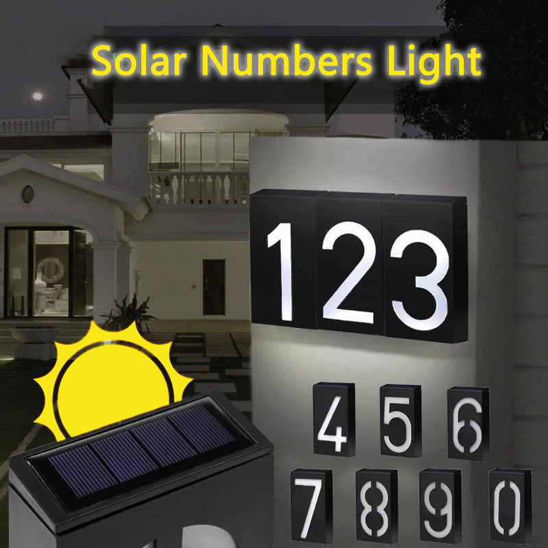 Solar Light House Number Outdoor Address LED Sign Outdoor Exterior House Number House Door Number Do