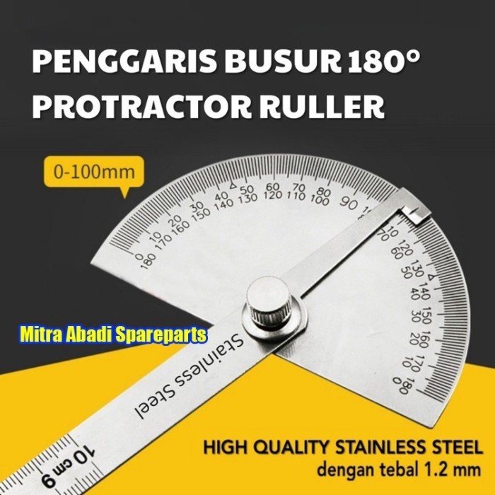 

Penggaris Busur 180° Stainless Steel Protractor Angle Ruler -AND07