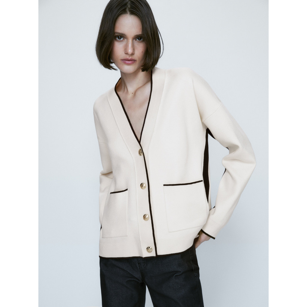 Ethereal MD 2023  autumn new style of Slim-fit patchwork design pocket temperament women's knit card