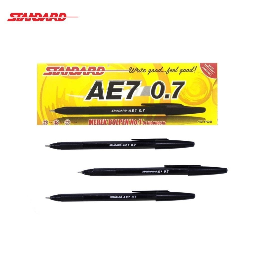 

BALLPOINT HITAM STANDARD AE-7 BLACK 0.7MM / PULPEN HITAM