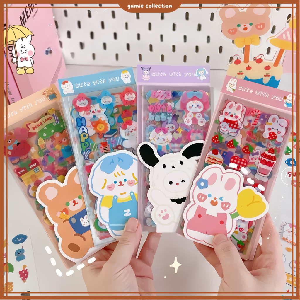 

GC - STICKER PANJANG 10PCS AESTHETIC LUCU DESIGN WATERPROOF / STICKER BUKU DIARY TUMBLER AESTHETIC