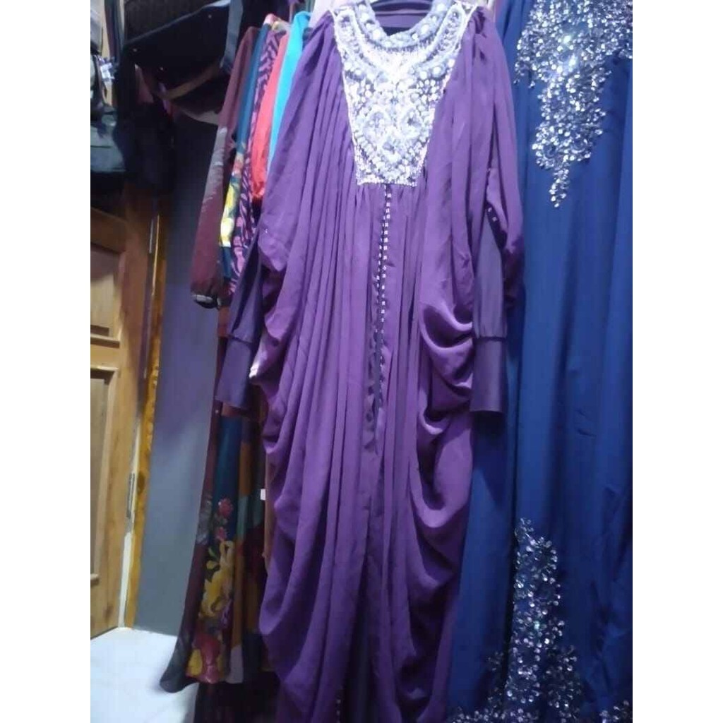 kaftan kristal payet batu sudah free inner