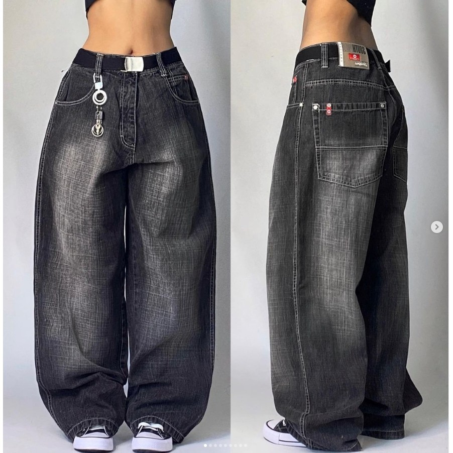

JNCO Retro Street Jeans New High Street Hip-Hop Pocket Loose Wide-Leg Pants Y2K Harajuku Gothic High Waist Denim Trousers Tide
