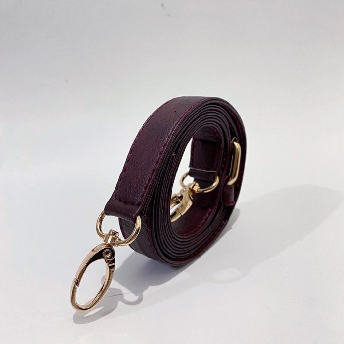 Tali Panjang Tas Selempang Kulit - Maroon, GOLD