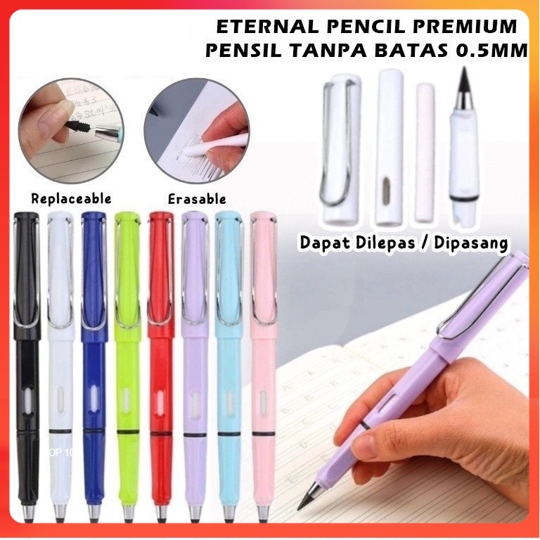 

[MDP] PENSIL TANPA BATAS HB 0.5MM / ETERNAL PENCIL PENSIL AJAIB TANPA RAUTAN + PENGAHAPUS UNTUK MENULIS MENGGAMBAR / PREMIUM UNLIMITED WRITING INKLESS RUBBER ERASER / PENA PERLENGKAPAN ALAT TULIS SEKOLAH ANAK SKETSA HIGH TECH NIB