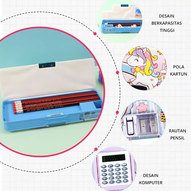 

Alat Tulis - Budaya - Pengetahuan - Inovasi.Tempat Pensil Magnet Karakter Anak Lucu Kalkulator / Kotak pensil pola unicorn kartun multifungsi Kalkulator ST-018