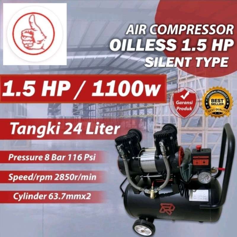 Kompresor Angin Oilless 1 HP 24 Liter kompresor Angin Silent 1hp