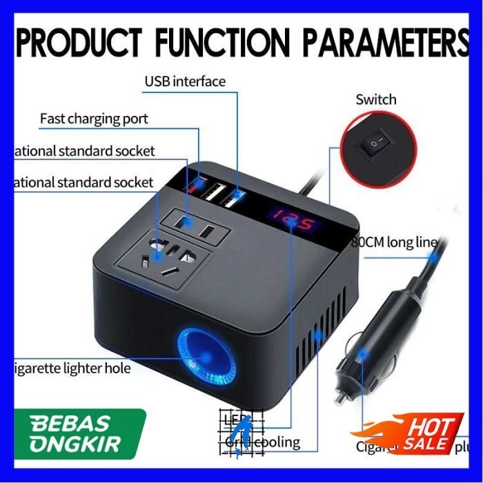 Car Power Inverter DC 12/24 V to AC 220 V 150 W - DC12V ke DC110V - DC12V ke DC110V