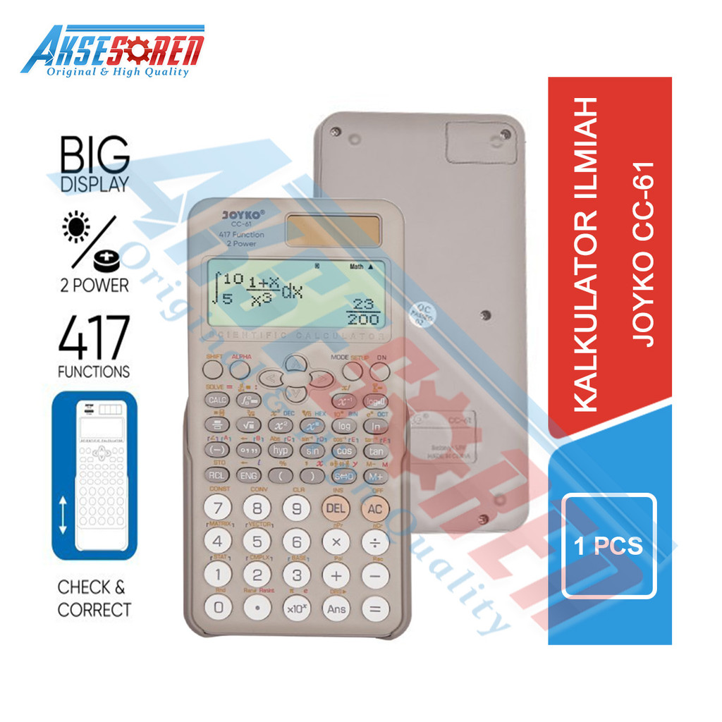 

Aksesoren Kalkulator Joyko [CC-61] / Calculator Ilmiah Scientific 417 Functions / Check Correct Alat Hitung Jualan Matematika Cos Sin Lengkap
