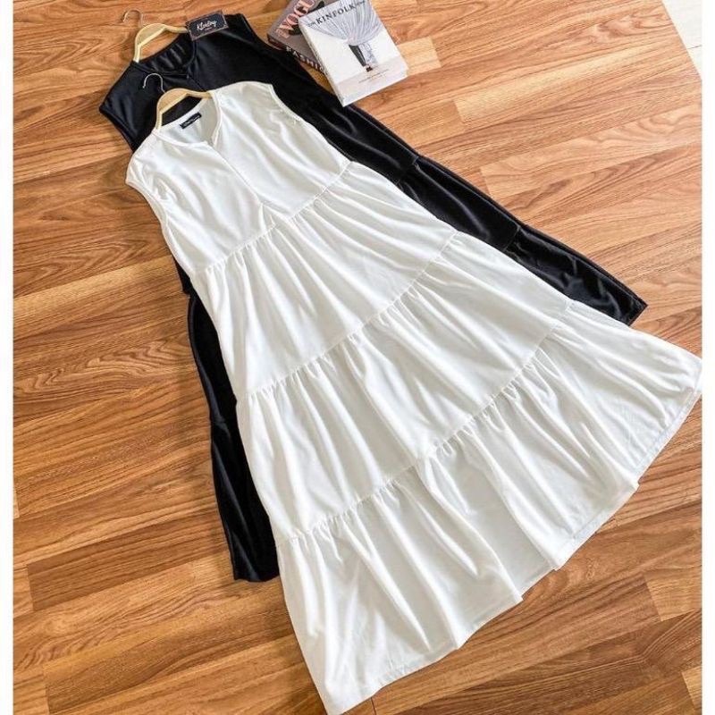 MAYA DRESS INNER SPAN / INNAP MAXI CREPE DRESS / INNER DRESS / Long Dress Tanpa Lengan / Maxi Dress 
