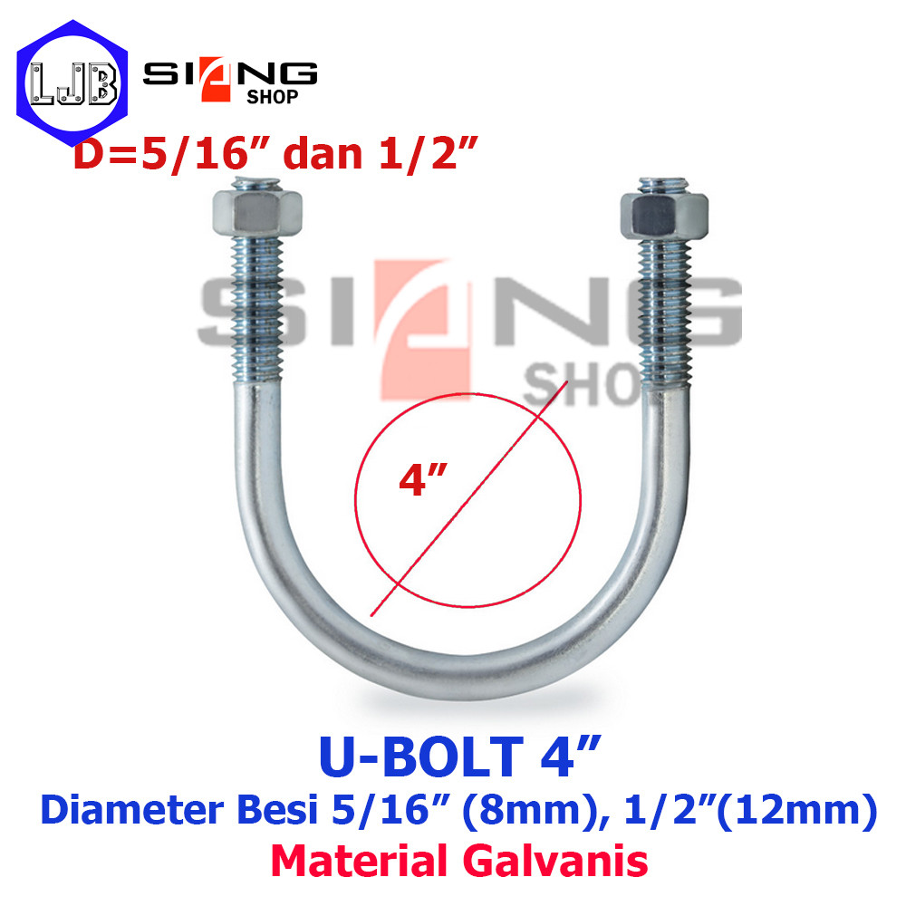 U Bolt Pipa 4 inc Putih