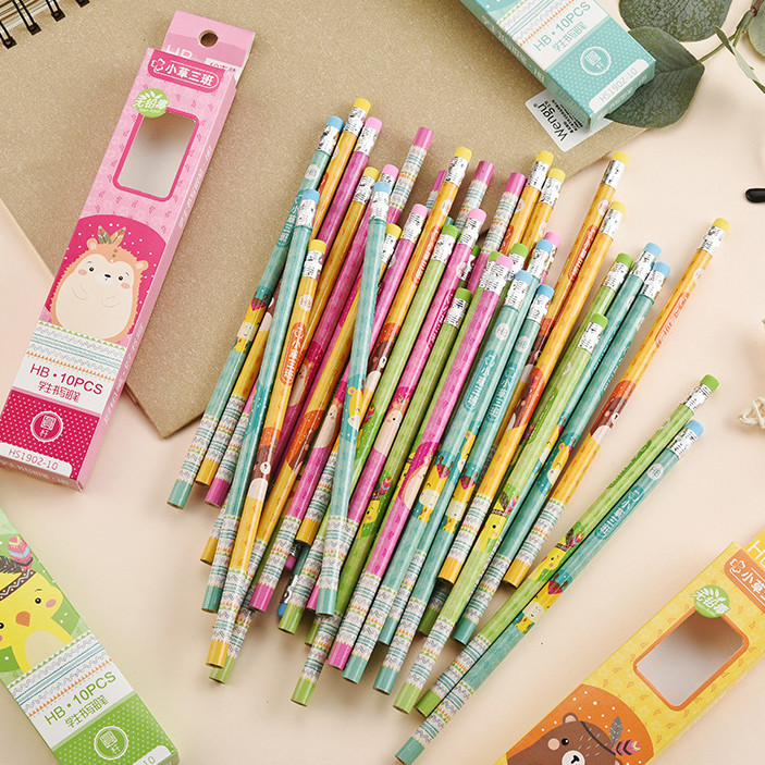 

BEST! SET PENSIL HB ISI 10 PCS + PENGHAPUS MINI MOTIF KARTUN ANIMAL ZOO AESTHETIC LUCU