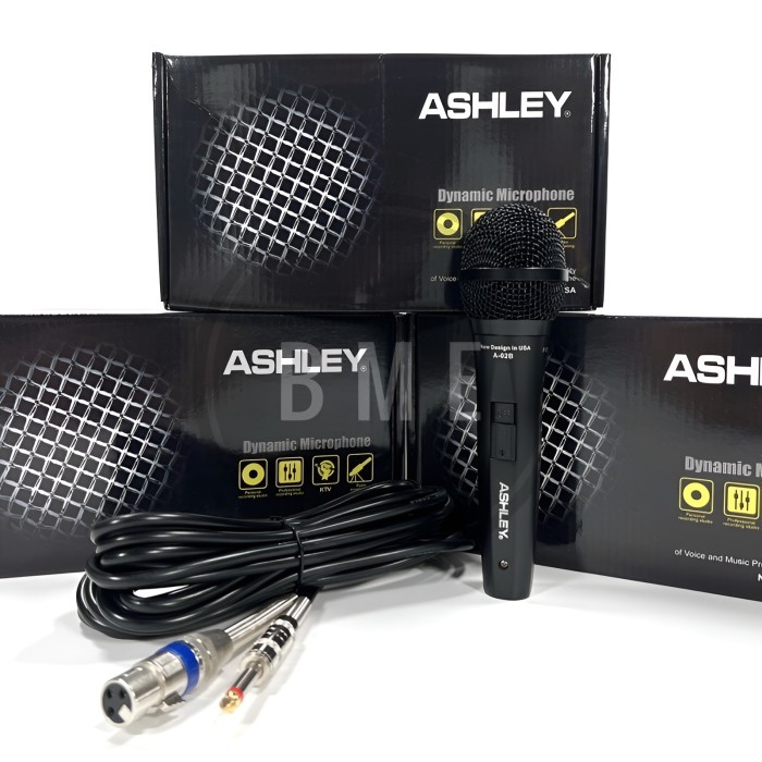 Mic Kabel ASHLEY A-02B Dynamic / Microphone Karaoke Ashley A 02 B Series Original