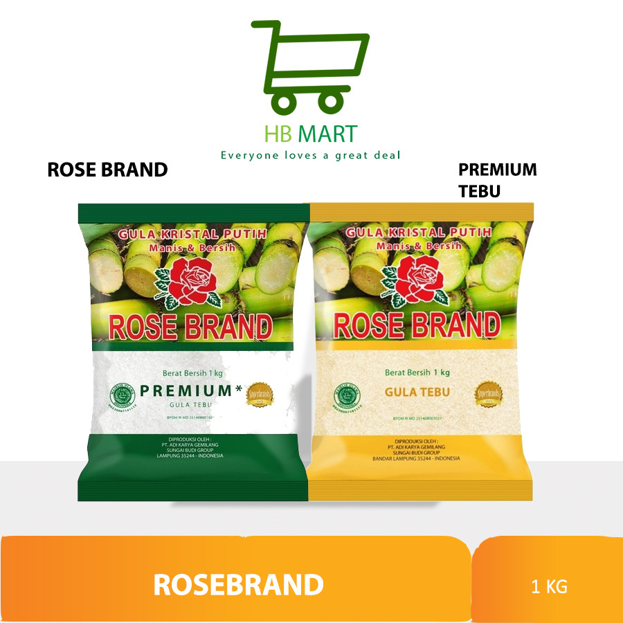 

GULA PREMIUM PUTIH ROSE BRAND 1KG / KUNING TEBU 1 KG GULA ROSE BRAND / ROSE BRAND GULA PASIR PREMIUM 1 KG
