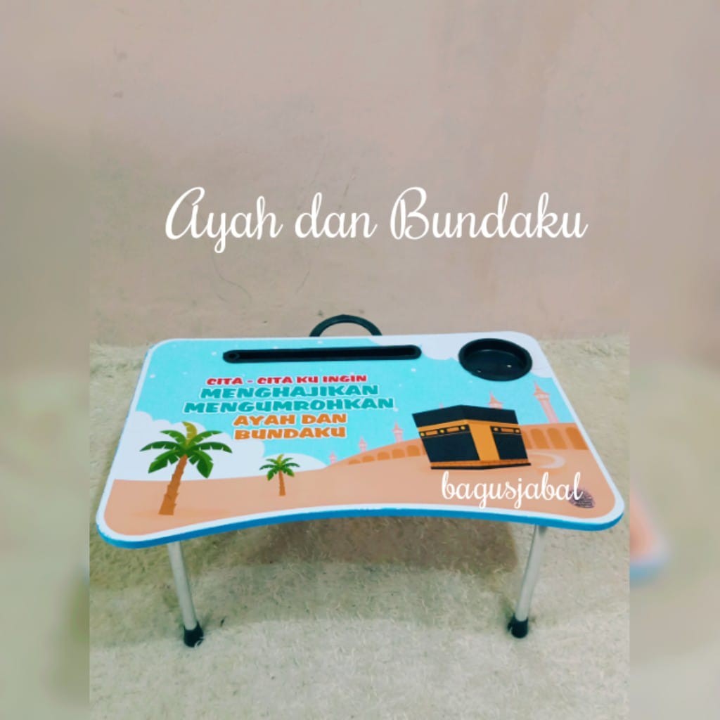 MEJA BELAJAR LAPTOP LIPAT KARAKTER / MEJA LIPAT KAYU