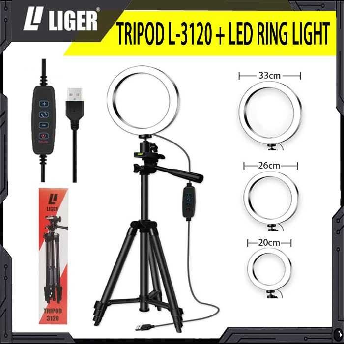 

LIGER TRIPOD 3120 + RING LIGHT LED 20cm 26cm 33cm SELFIE MAKE UP