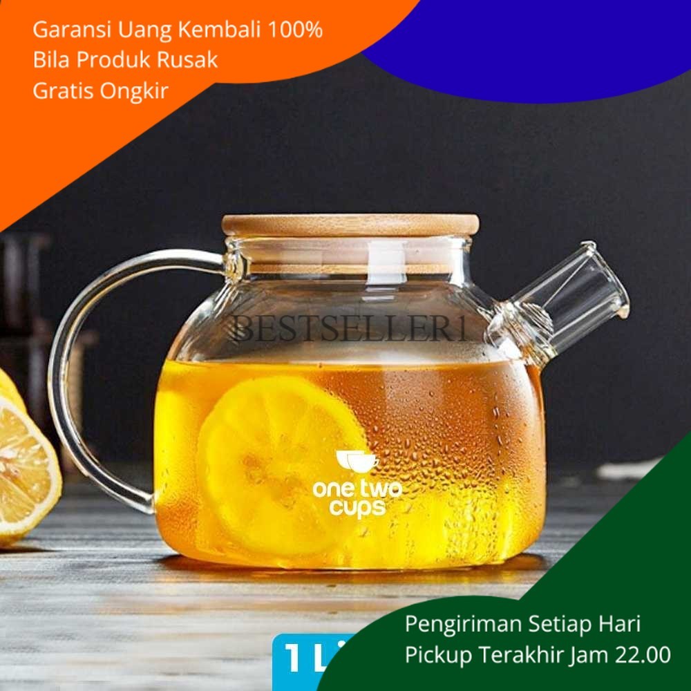 BS Teko kaca teh kopi dengan saringan tea pot glass elegan / Pitcher Teko Teh Kaca Gelas Tahan Panas