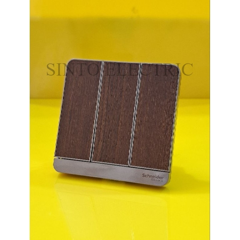 SCHNEIDER Avatar On WD Motif Kayu Saklar 3 Gang 1 Way