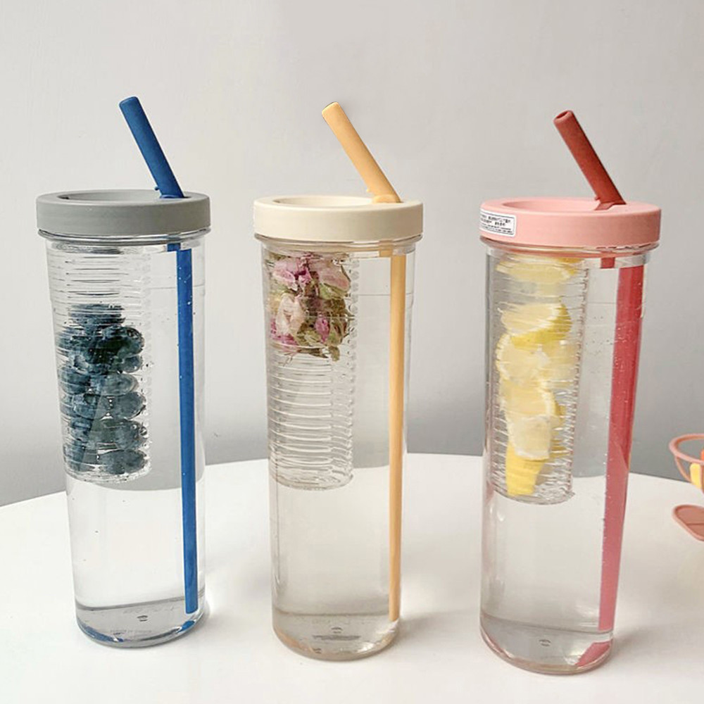 

Creative Fruit Filter Water Bottle With Straw Plastic Outdoor Water Cup School Water Bottle Travel Sports Drinkware Juice Cup